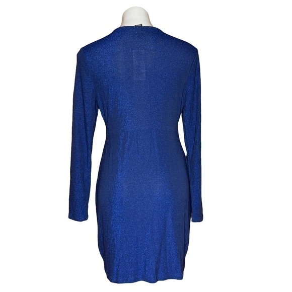 Wild Fable Bodycon Cutout Blue Glitter Shiny Long Sleeve Dress - Picture 2 of 3